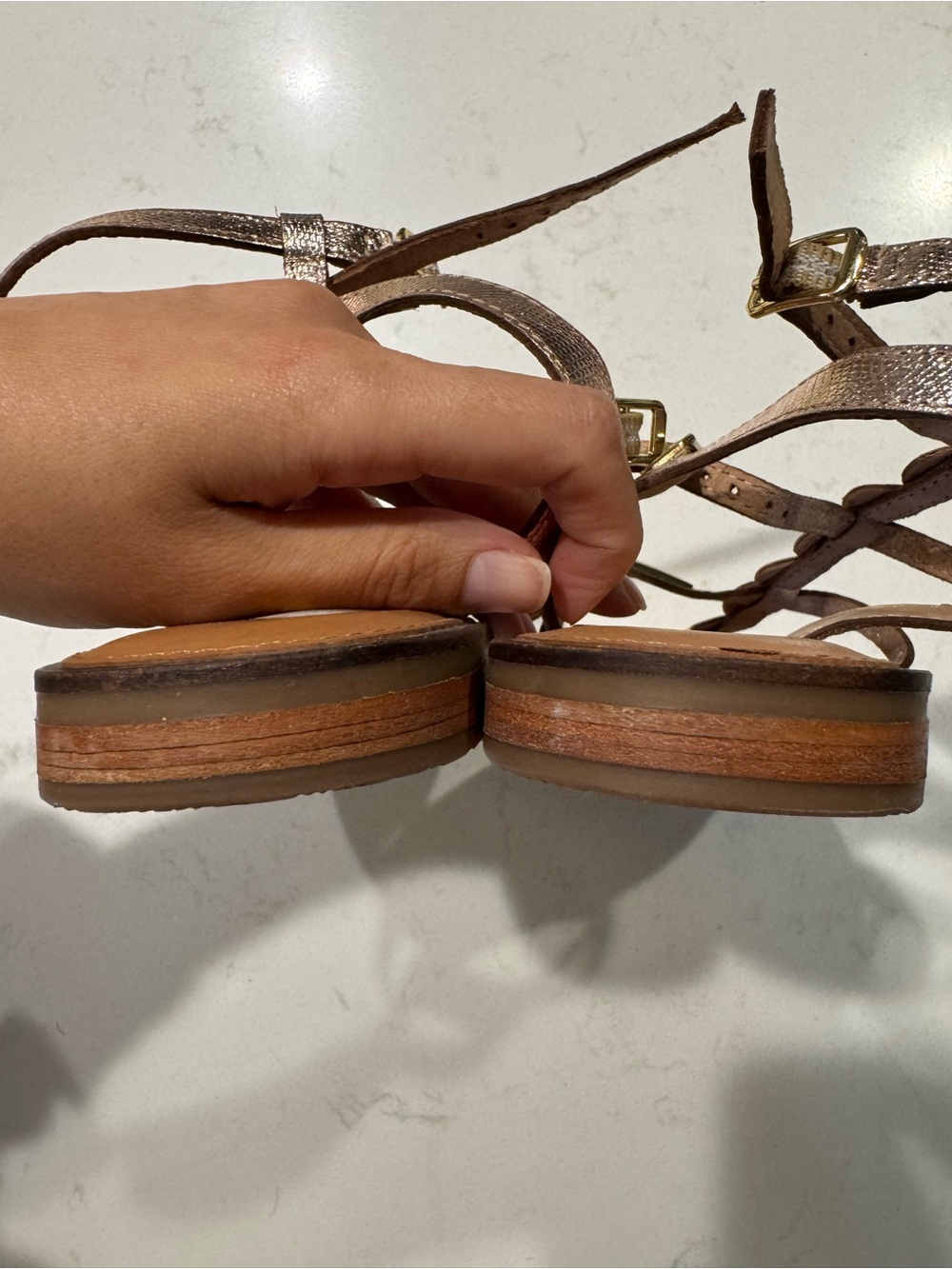 Tropeziennes size 39Women’s Metallic Gold T-Strap Sandals - Picture 9 of 11